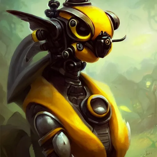 Prompt: cute little anthropomorphic Bumblebee insect with human ears, cute and adorable, pretty, beautiful, DnD character art portrait, matte fantasy painting, DeviantArt Artstation, by Jason Felix by Steve Argyle by Tyler Jacobson by Peter Mohrbacher, cinema