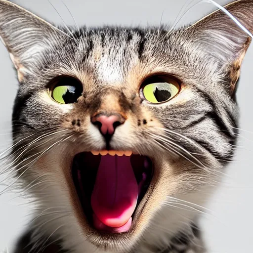 Prompt: photo of cat yawning, ultra hd