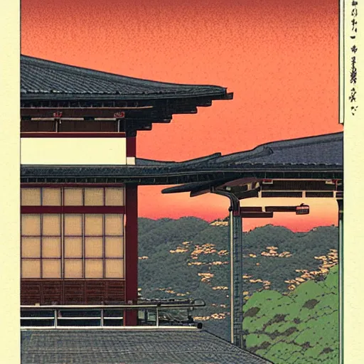 Image similar to the cyberpunk cty,PPT,Kawase Hasui
