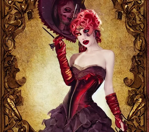 Image similar to beautiful female character inspired by venice carnival and pop art vampire bounty hunter | | digital artwork made by greg rutswork, anna dittmann and lois van barlee, symmetrical rim light, anatomically correct