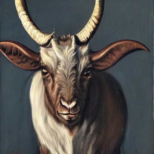 Image similar to A portrait of a demonic horned goat