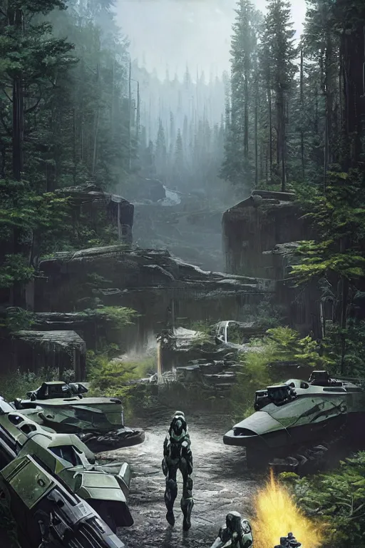 Image similar to Halo 2 box artwork of Oregon by Gregory Crewdson, Matte painting, trending on artstation and unreal engine