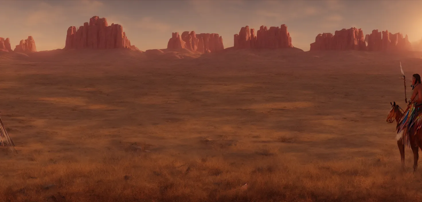 Prompt: navajo indian reservations, cinematic view, trending on artstation