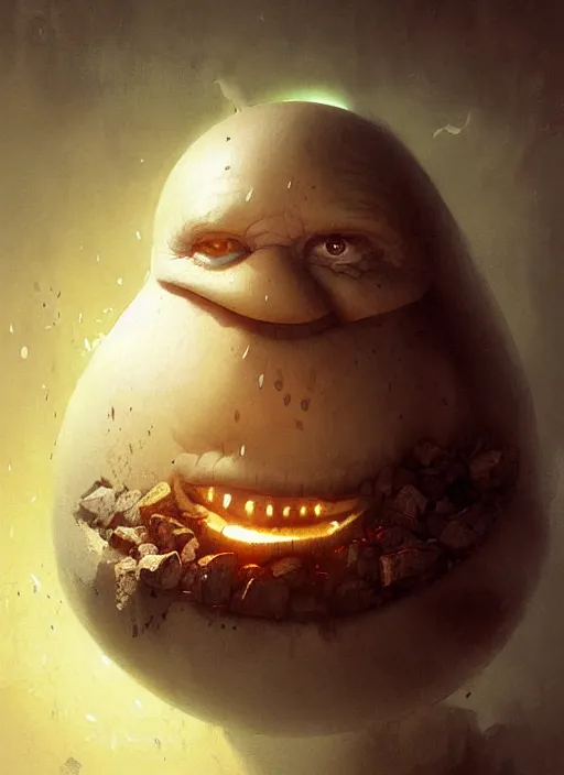 Prompt: portrait of light nightmares humpty dumpty by greg rutkowski