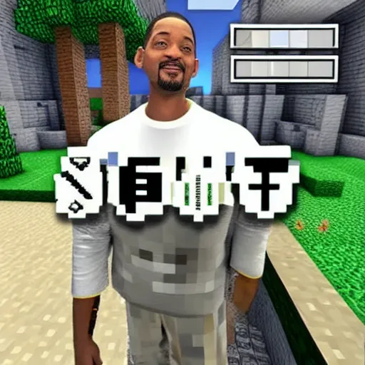 Image similar to will smith in minecraft