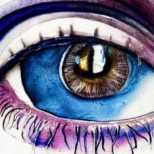 Image similar to close - up of an eye, blue iris, watercolor art, drew struzan illustration art, key art, portrait