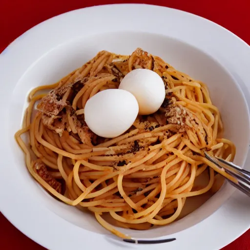 Image similar to michelin star restaurant spaghetti and mothballs