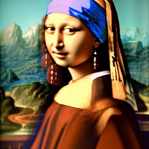 Prompt: Mona Lisa as Girl With a Pearl Earring