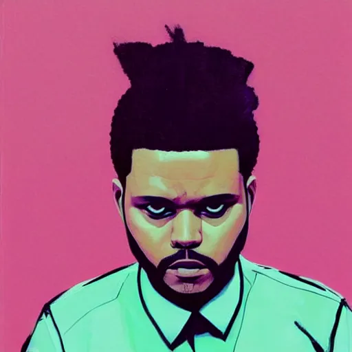 Image similar to The Weeknd profile picture by Sachin Teng, cyberpunk, 80's, synth wave, asymmetrical, positive vibes, Realistic Painting , Organic painting, Matte Painting, geometric shapes, hard edges, graffiti, street art:2 by Sachin Teng:4