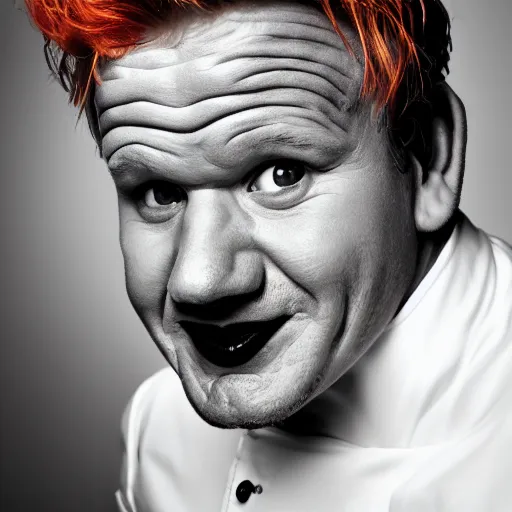 Prompt: portrait photoshoot of Gordon Ramsay clown colorful