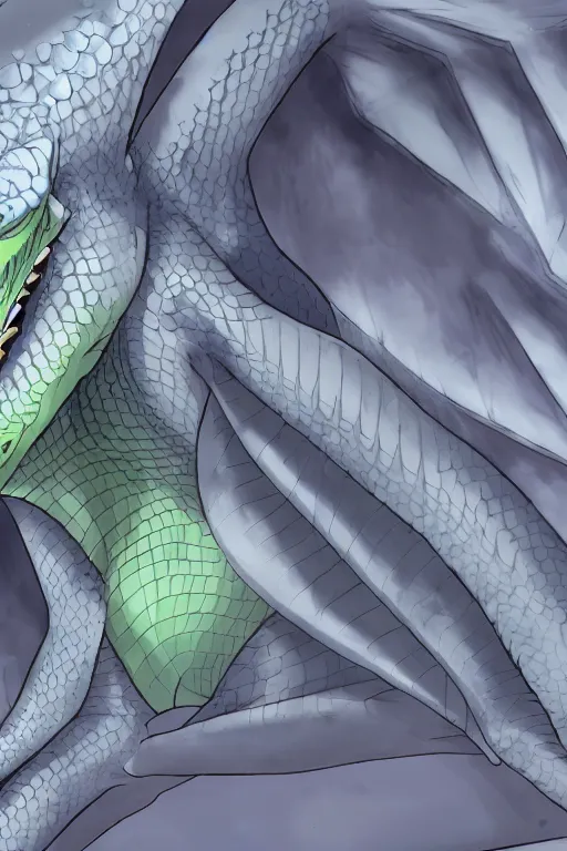 Image similar to lizardman, gray scales, anime, hd,