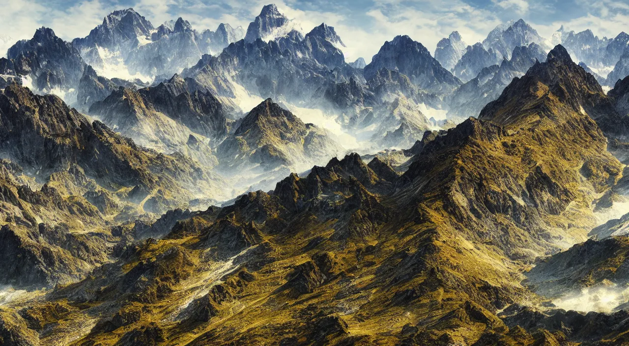 Majestic Mountain Range Landscape High Definition Stable Diffusion