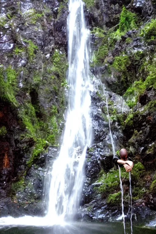 Image similar to hands cupping a waterfall made from the universe