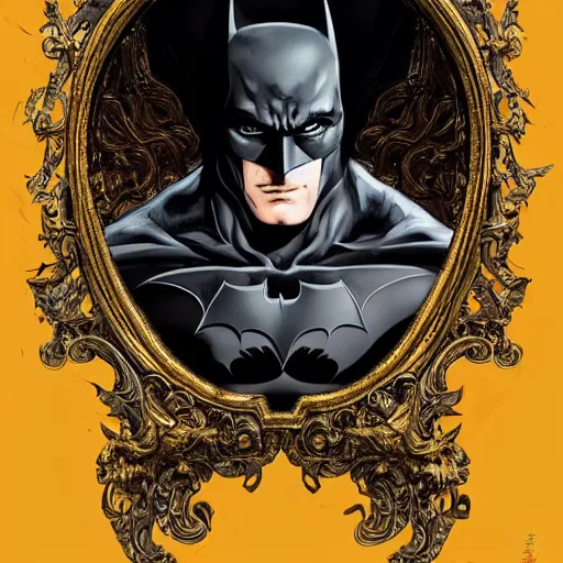 Image similar to portrait of batman, baroque style, elegant, beautiful, mesmerizing, concept art, fancy clothing, highly detailed, artstation, behance, deviantart, inspired by innocent manga, inspired by castlevania concept art, trending, ayami kojima, shinichi sakamoto