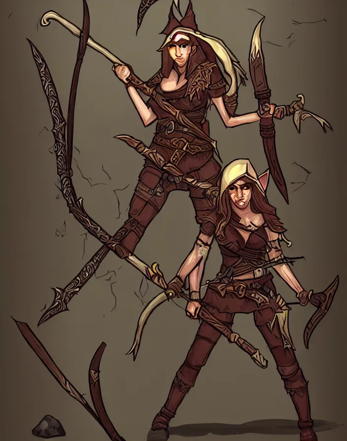 Prompt: super epically realized digital art depicting an elf huntress, inspired by old roguelikes.