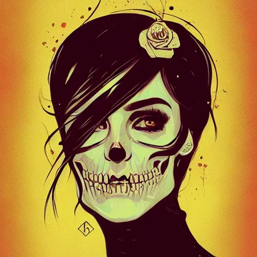 Image similar to portrait skull girl by petros afshar, tom whalen, laurie greasley, jc leyendecker and singer sargent