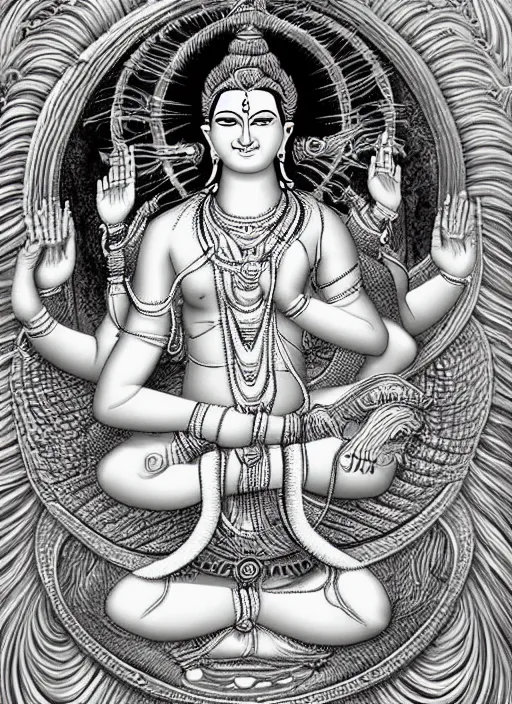 Prompt: shiva embracing and merging into parvati, detailed digital art, intricate