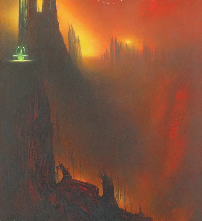 Image similar to the blind liberty of the few, red and purple palette, volume light, fog, by ( h. r. giger ) and paul lehr