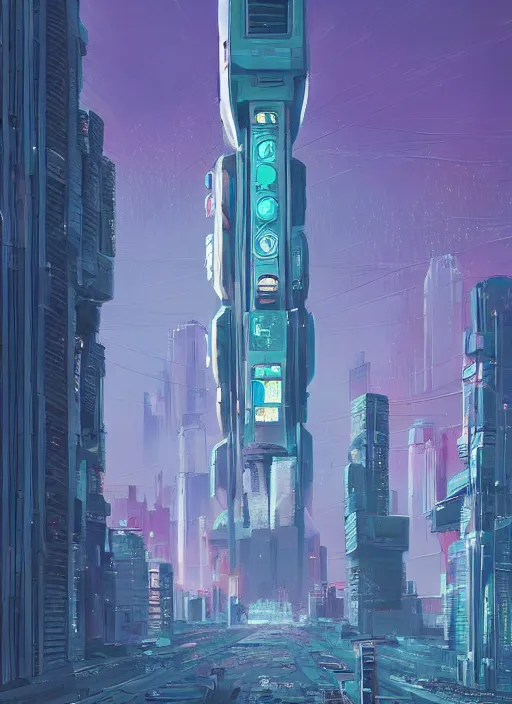 Image similar to a painting of a giant robot standing in front of a city, cyberpunk art by beeple art by james jean, behance contest winner, nuclear art, dystopian art, apocalypse art, sci - fi