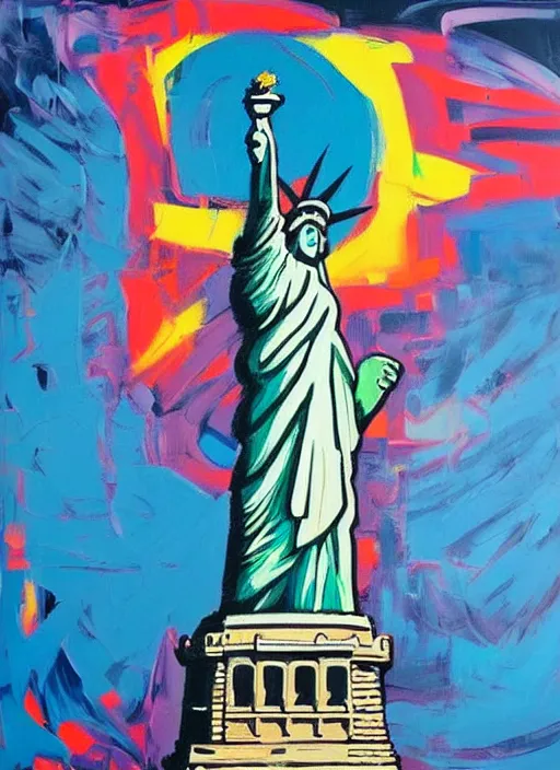 Prompt: propaganda statue of liberty by nielly