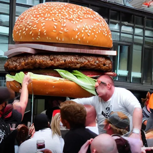 Prompt: giant burger, world record