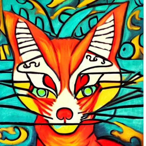 Prompt: a kitsune in the style of picasso