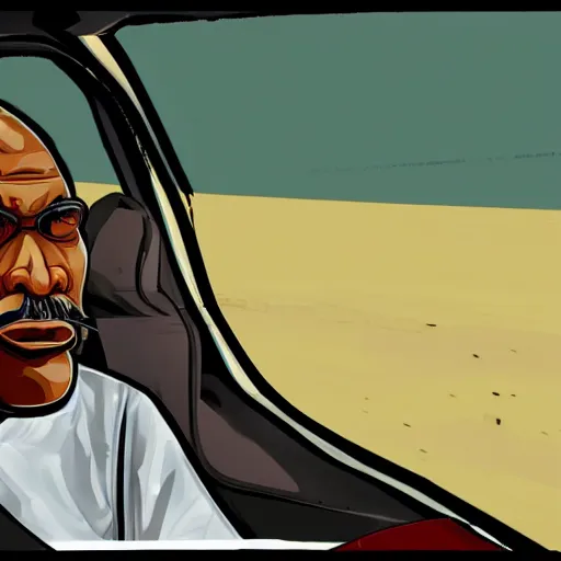 Image similar to old black man in car, gta san andreas art