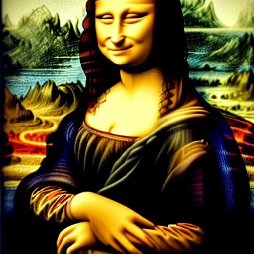 Prompt: mona lisa by bob ross,