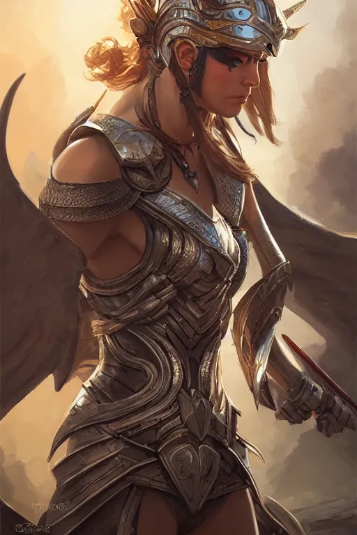 Image similar to amazon valkyrie athena, d & d, fantasy, portrait, highly detailed, headshot, digital painting, trending on artstation, concept art, sharp focus, illustration, art by artgerm and greg rutkowski and magali villeneuve