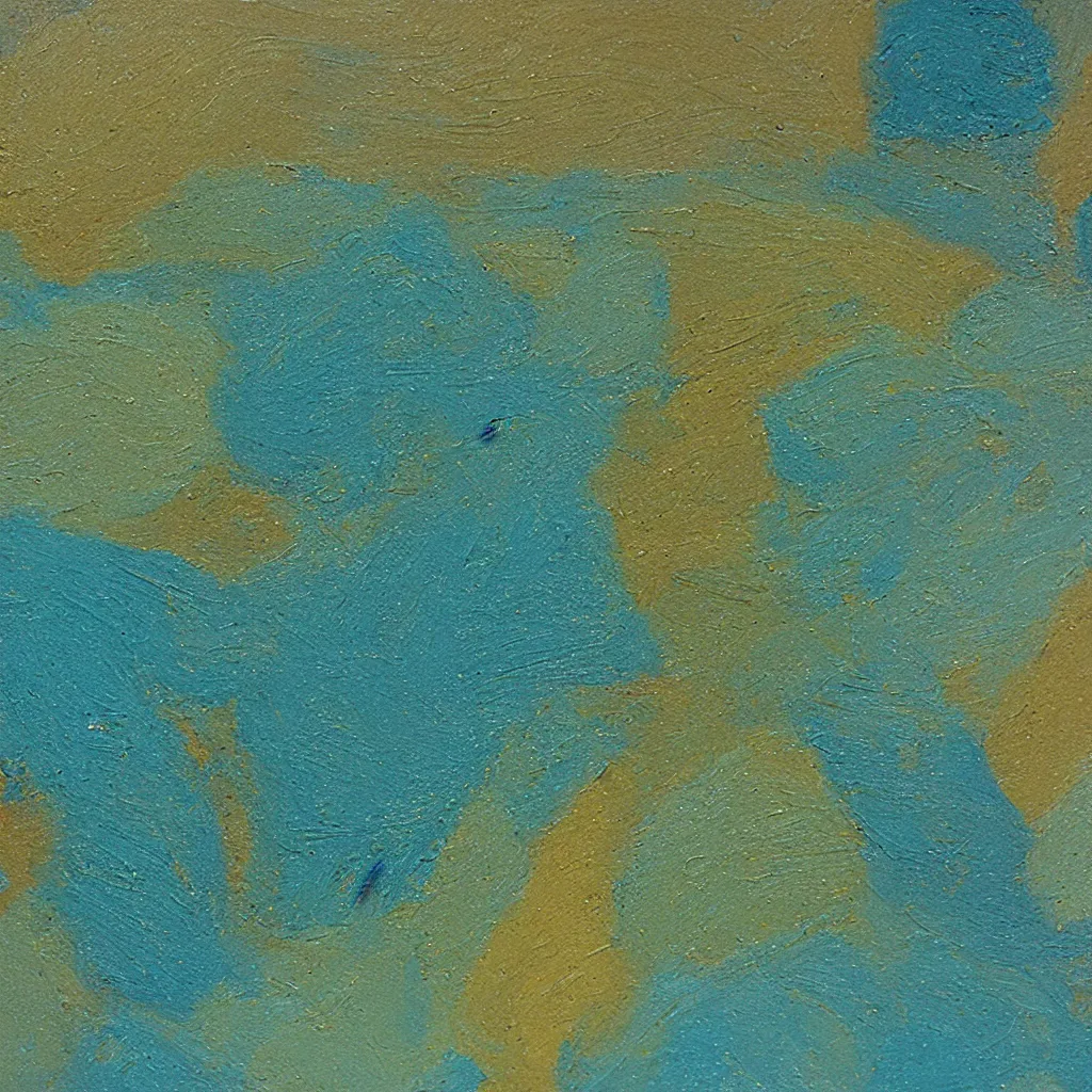 Prompt: deep close up of thick creamy impasto oil paint, colours cream teal ochre