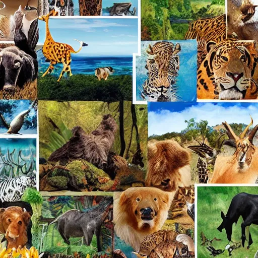 Image similar to Magazine collage creating a beautiful scene of the animal kingdom