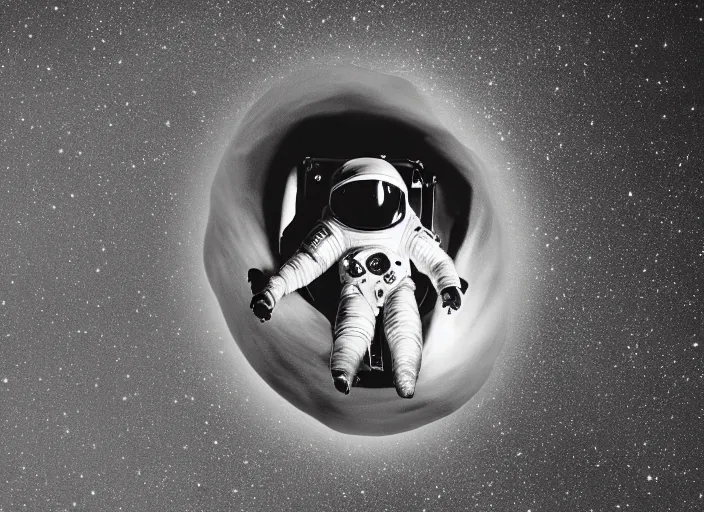 Prompt: black and white, award winning photography of an astronaut floating in the middle of the universe in a fetal pose, ultra detailed, dramatic lighting, cinematic composition, sadness, desolation