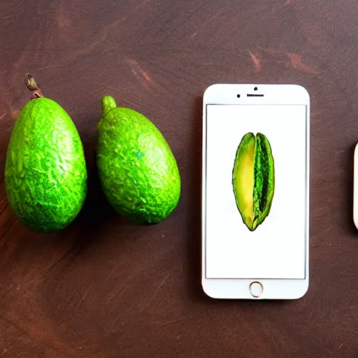 Prompt: an avocade iphone