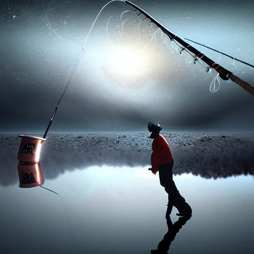 Image similar to fishing on the moon, 4K