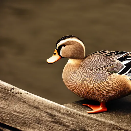 Image similar to Duck in black, film, cinematic, 4k, HD, ultrarealistic