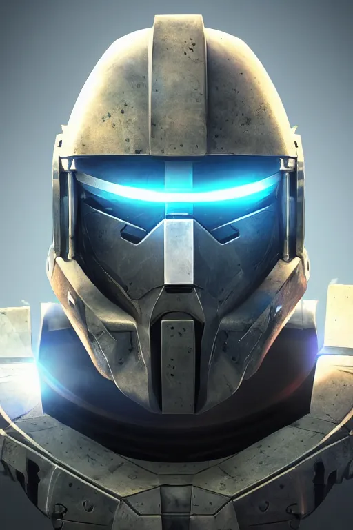 Image similar to robot ninja mask helmet halo master chief radiating a glowing aura global illumination ray tracing hdr fanart arstation by ian pesty and katarzyna da „ bek - chmiel