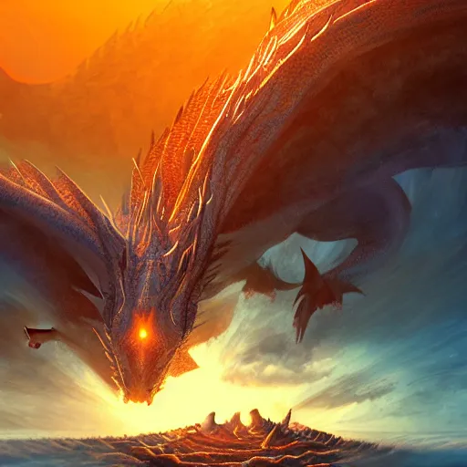 Image similar to family of dragons living in a base on the surface of the sun, digital art, highly detailed, epic composition, wide angle, cinematic lighting