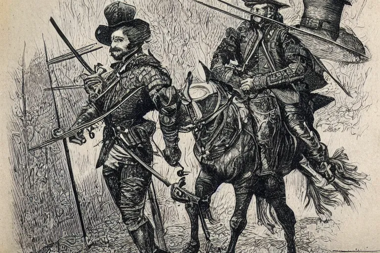 Image similar to 1 7 th century musketeer by ed fairburn, joseph clement coll, franklin booth, green