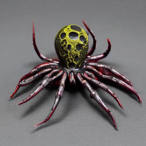 Prompt: a dark creature looking like a mix of a spider and an octopus. covered in oil and slime, with toxic dark fumes. ultra - realistic, 4 0 mm, detailed.