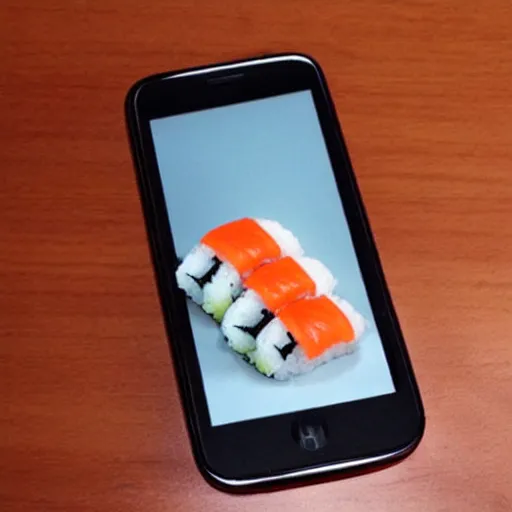 Image similar to mobile phone made of sushi