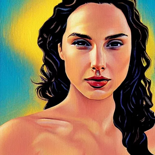 Image similar to painting of Gal Gadot in the style of Golden Rain Painting by Leon Francois Comerre