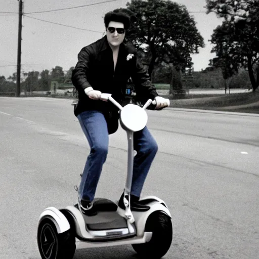 Image similar to elvis riding a segway