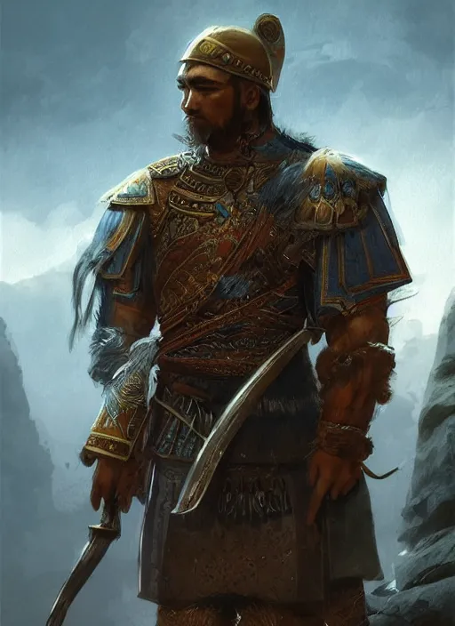 Prompt: portrait, A Turkic warrior, Central Asia, Dynamic lighting, cinematic, establishing shot, extremely high detail, photorealistic, cinematic lighting, intricate line drawings, post processed, concept art, artstation, style by Raphael Lacoste, Eddie Mendoza