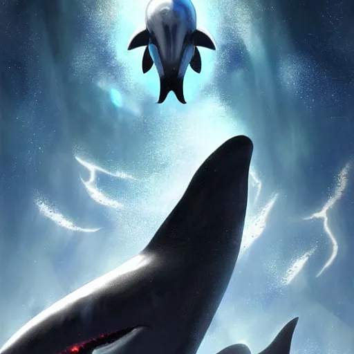 Image similar to space killer whale, epic fantasy style art, space theme, by Greg Rutkowski, hearthstone style art