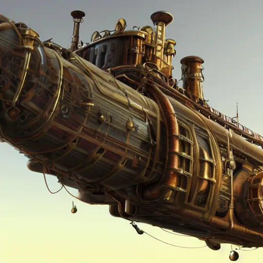 Prompt: Extremely detailed, Steampunk airship, 3D concept art, Octane Render, Unreal Engine, High Quality,4K, dark