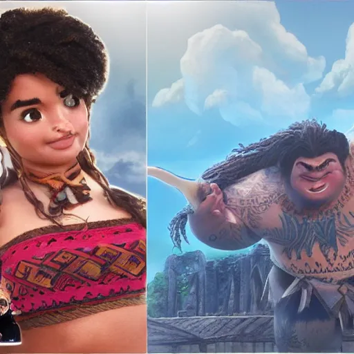 Image similar to photo of harry potter as moana, color, studio lighting