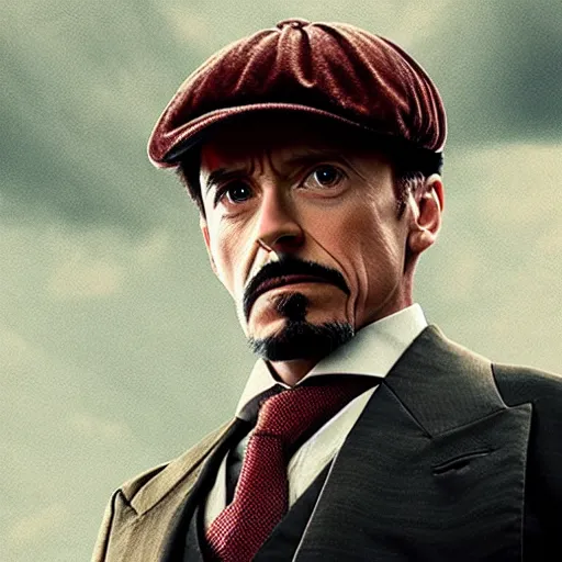 Prompt: Iron Man in Peaky Blinders very detailed 4K quality super realistic