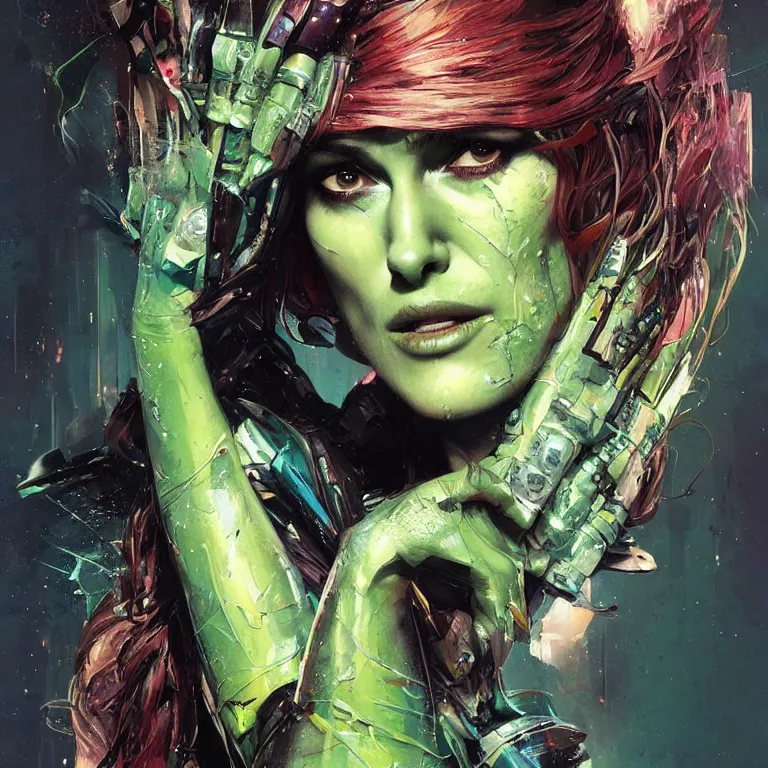 Image similar to Keira Knightley as Gamora (Guardians of the Galaxy) by Karol Bak, Sandra Chevrier, beeple, Pi-Slices and Kidmograph, beautiful digital illustration