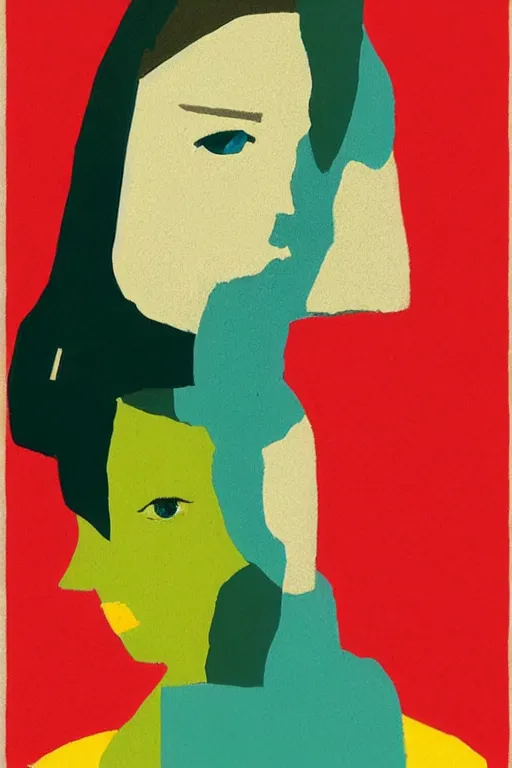 Image similar to A abstract portrait painting in the style of Tatsuro Kiuchi, beautiful woman, flat colour-block style, soft organic abstraction