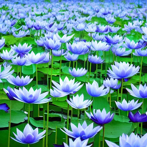 Prompt: field of light blue lotus flowers, minimalistic art, elegant